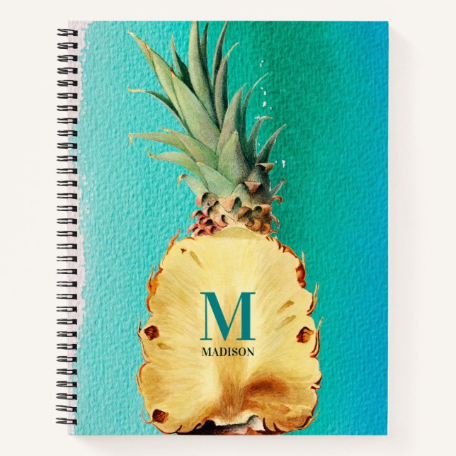 Cuaderno Monograma veraniego de piña tropical (Anverso)