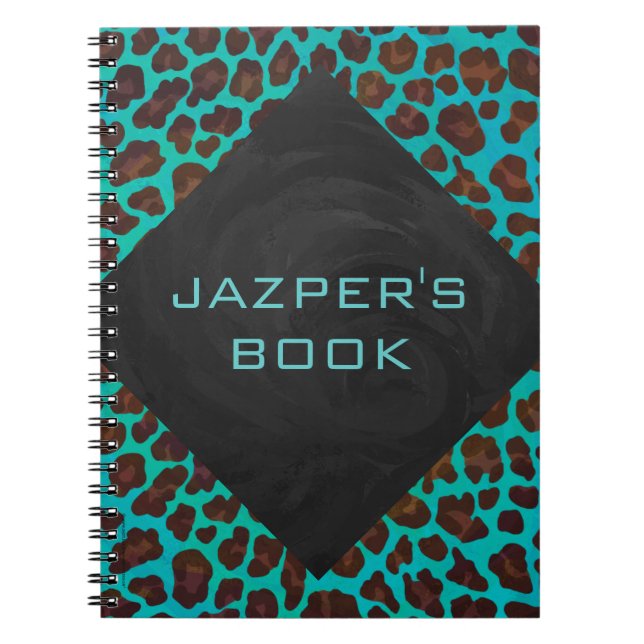 Cuaderno Monograma Verde Acuario y Leopardo Marrón (Frente)