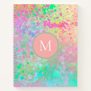 Cuaderno Monograma Verde azulado rosado de pinturas Artsy P
