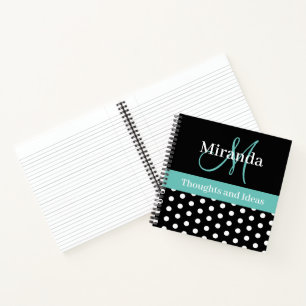 Cuaderno Monograma verde blanco negro guión de puntos de po
