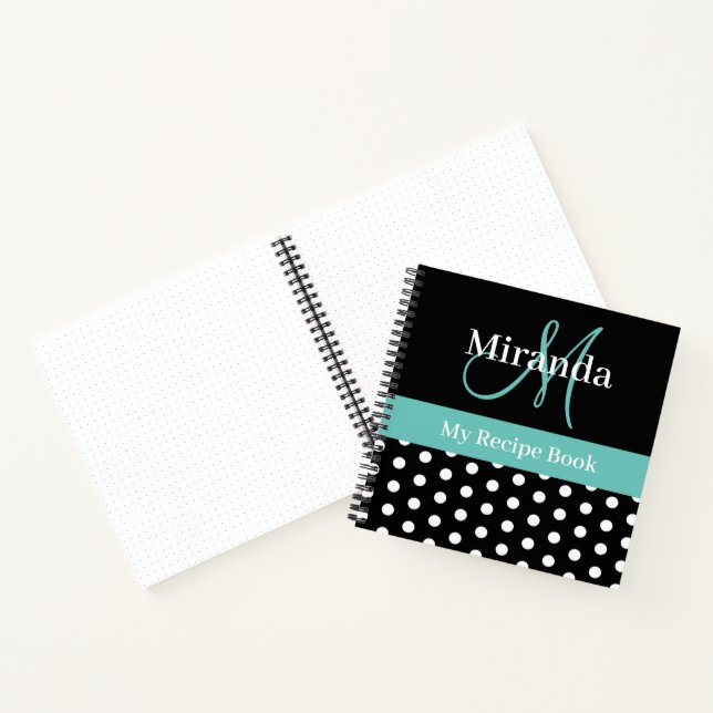 Cuaderno Monograma verde blanco negro receta para el punto  (Interior)