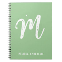 Monograma verde claro simple Minimalista