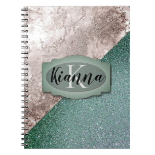 Cuaderno Monograma verde de Mármol Rosa