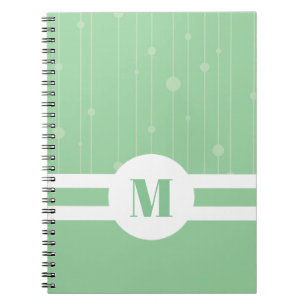 Cuaderno Monograma verde de mimbre monograma pastel moderno