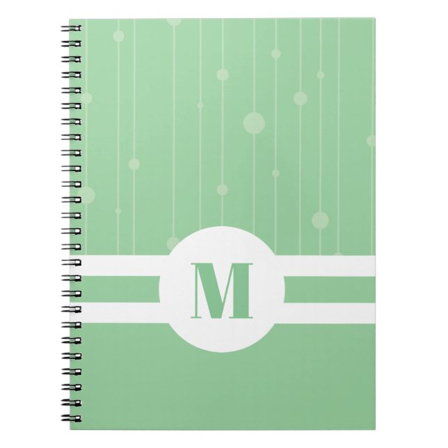 Cuaderno Monograma verde de mimbre monograma pastel moderno (Frente)