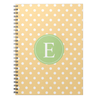 Cuaderno Monograma verde de punto de polka amarillo