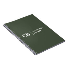 Cuaderno Monograma verde del bosque moderno y elegante