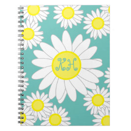 Cuaderno Monograma verde margarita Verde azulado blanco y a