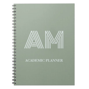 Cuaderno Monograma verde matcha salvia minimalista