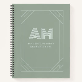 Cuaderno Monograma verde matcha salvia minimalista