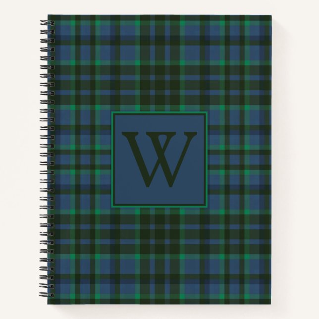 Cuaderno Monograma verde y azul preppy (Anverso)