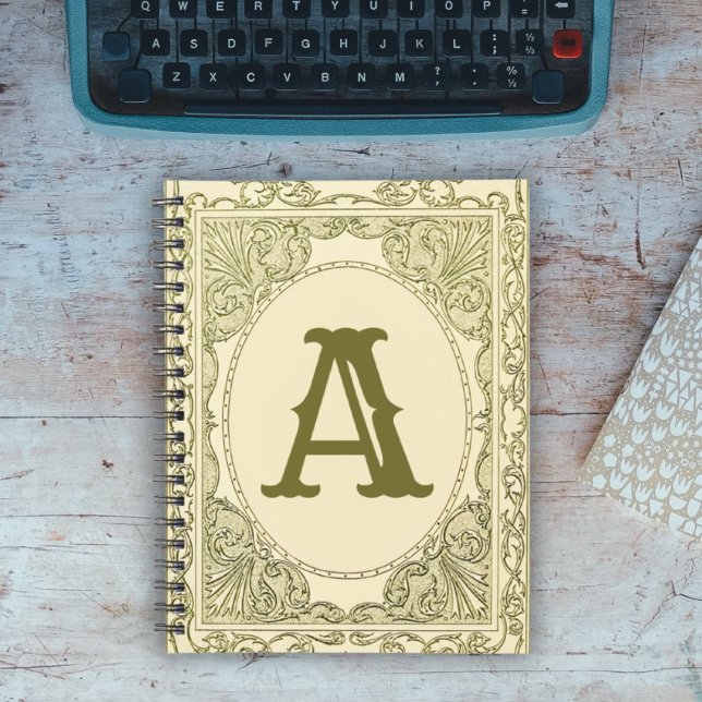 Cuaderno Monograma vintage borde victoriano verde (Subido por el creador)