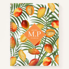 Cuaderno Monograma vintage de mango y vegetación de frutas 