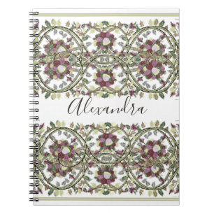 Cuaderno Monograma vintage floral Mauve Sage rosa