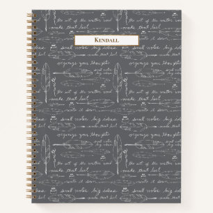 Cuaderno Monograma Vintage Pluma y Tinta Escritura de Nombr