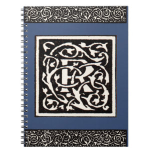 Cuaderno Monograma vintage R Art Nouveau