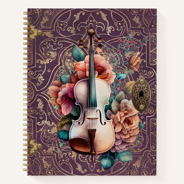 Cuaderno Monograma violeta morado encantado (Anverso)
