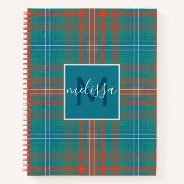 Cuaderno Monograma Wilson Plaid Tartán Holiday personalizad (Anverso)