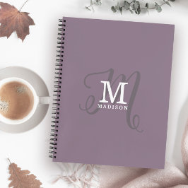 Cuaderno Monograma y caligrafía de estilo morado