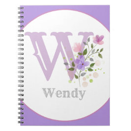 Cuaderno Monograma y nombre con flores