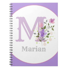 Cuaderno Monograma y nombre con flores