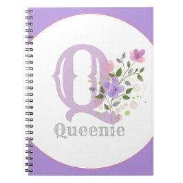 Cuaderno Monograma y nombre con flores