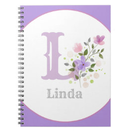 Cuaderno Monograma y nombre con flores