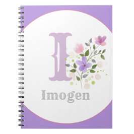 Cuaderno Monograma y nombre con flores