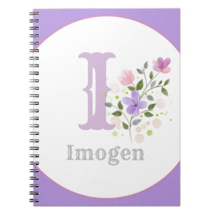 Cuaderno Monograma y nombre con flores