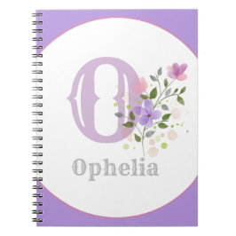 Cuaderno Monograma y nombre con flores