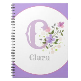 Cuaderno Monograma y nombre con flores