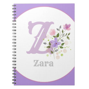 Cuaderno Monograma y nombre con flores