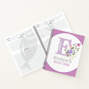 Cuaderno Monograma y nombre con flores