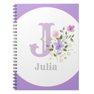 Cuaderno Monograma y nombre con flores