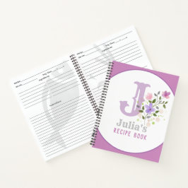 Cuaderno Monograma y nombre con flores