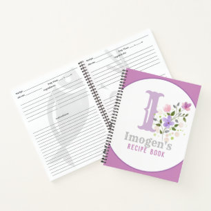 Cuaderno Monograma y nombre con flores