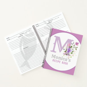 Cuaderno Monograma y nombre con flores