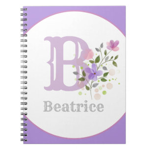 Cuaderno Monograma y nombre con flores