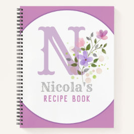 Cuaderno Monograma y nombre con flores