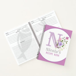 Cuaderno Monograma y nombre con flores
