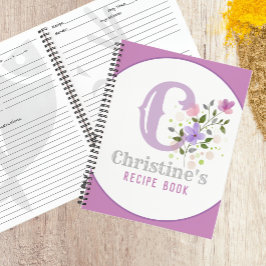 Cuaderno Monograma y nombre con flores
