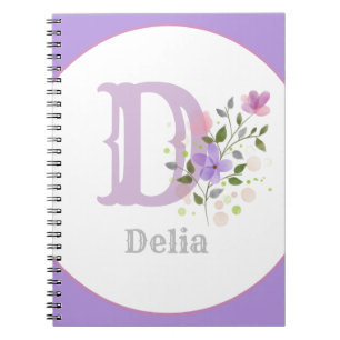 Cuaderno Monograma y nombre con flores