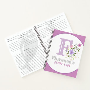 Cuaderno Monograma y nombre con flores