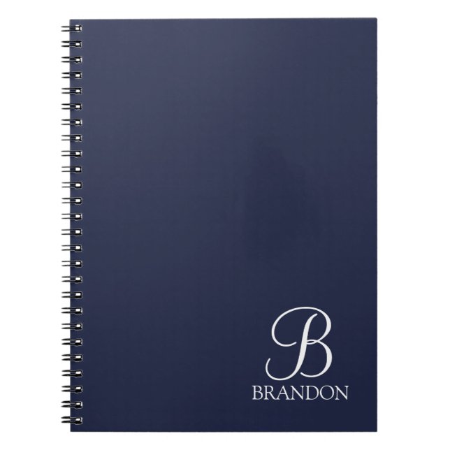 Cuaderno Monograma y nombre del guión personalizado azul de (Frente)