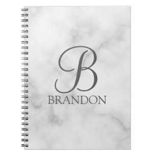 Cuaderno Monograma y nombre del guión personalizado de márm