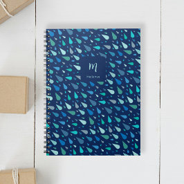 Cuaderno Monograma y nombre del personalizado de gotas de l