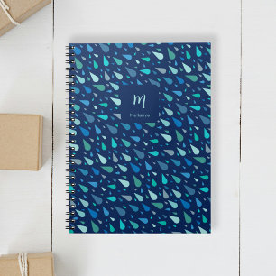 Cuaderno Monograma y nombre del personalizado de gotas de l