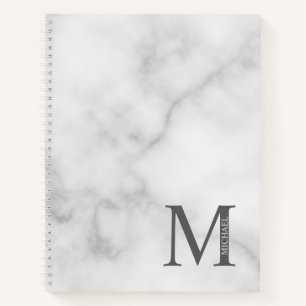 Cuaderno Monograma y nombre elegante personalizado de mármo