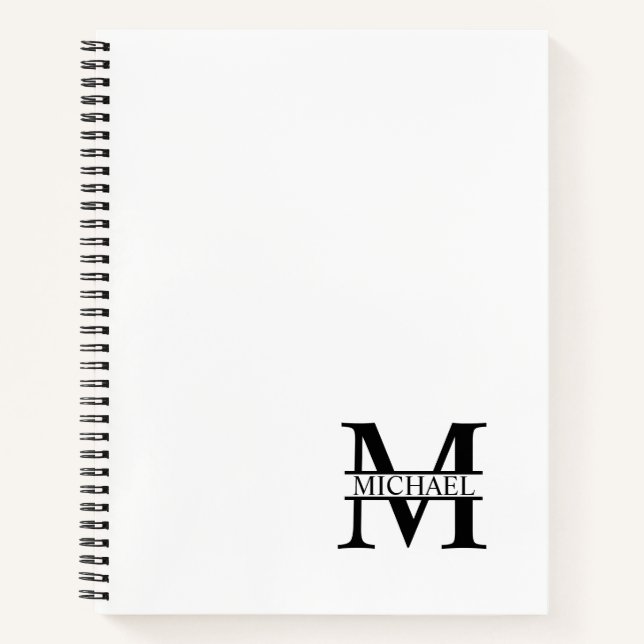 Cuaderno Monograma y nombre elegantes personalizados (Anverso)