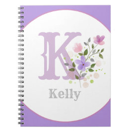Cuaderno Monograma y nombre Kelly con flores